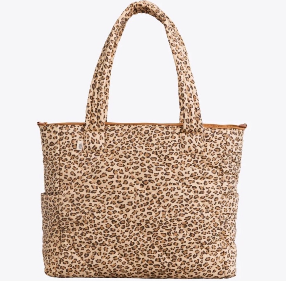 BEIS x Elsa Hosk Quilted Tote Diaper Bag Wild Child Animal Print
